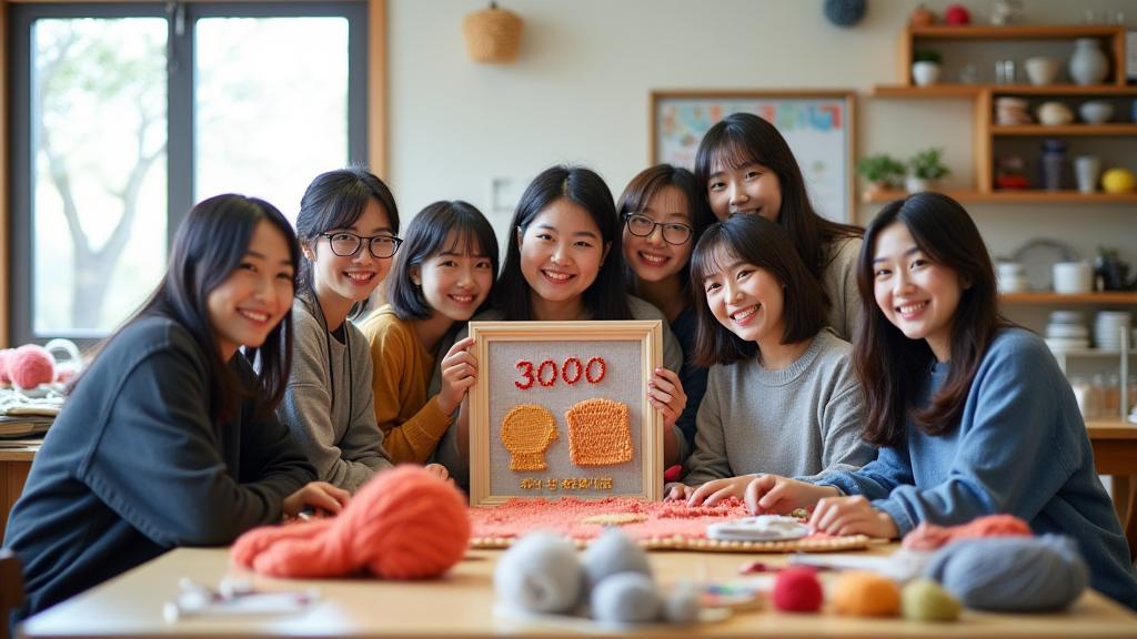 生徒数3000名達成を祝う生徒と講師の笑顔