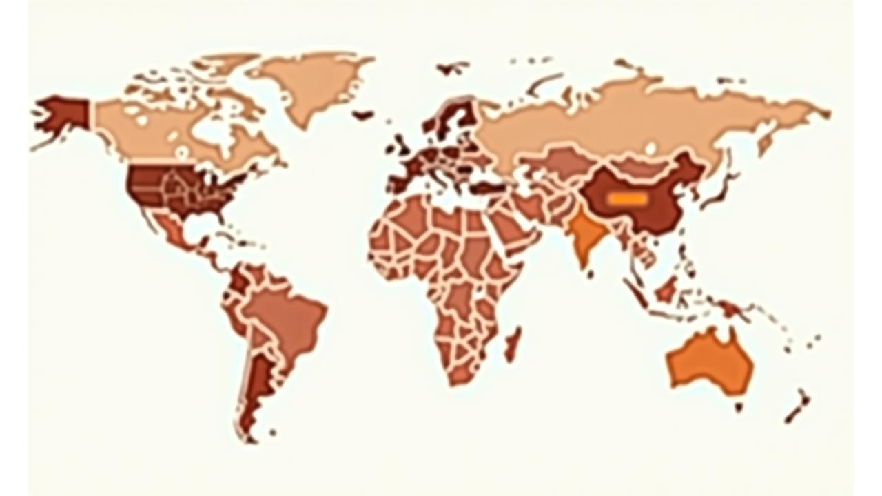 世界地図に編み物文化のハイライトが描かれたイラスト